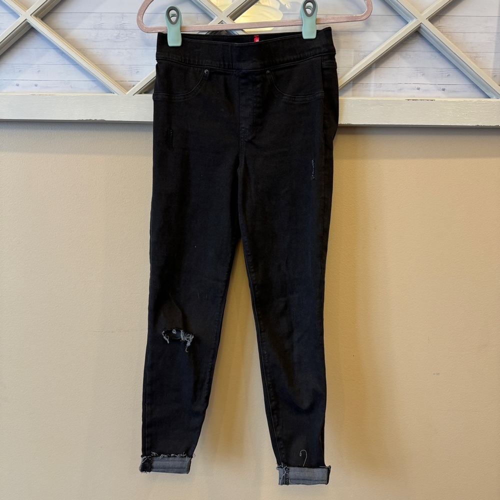 Spanx Vintage Distressed‎ Ankle Skinny Jeans Black Size Small